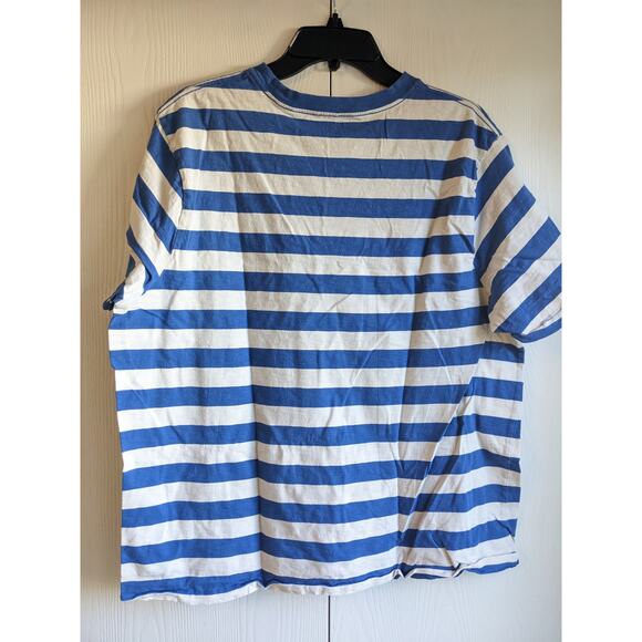 Free Assembly Men's White Blue Striped Short Sleeve Crew Neck T-shirt Size XL/XG - Picture 2 of 5